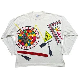 Vintage 90s Bold Colorful Graphic Printed Long Sleeve T-Shirt - Streetwear - XL‎